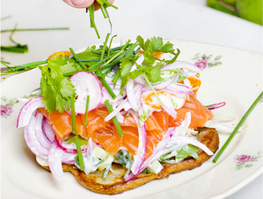 Smoked salmon salad sandwich